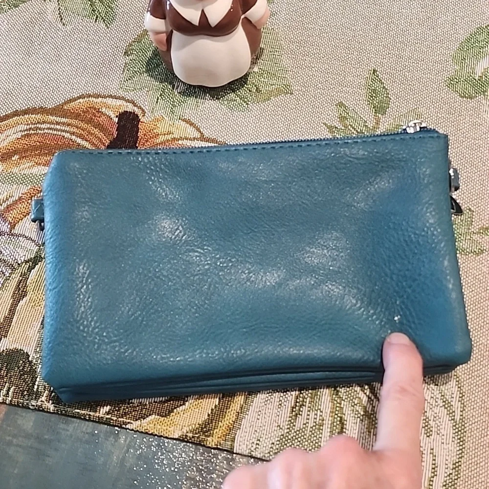 Teal Vegan Leather Crossbody or Clutch